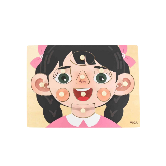 Fun puzzle to learn about face parts. With the names of the face parts printed underneath the puzzle pieces, this puzzle allows children to learn all the different words for parts of our face.