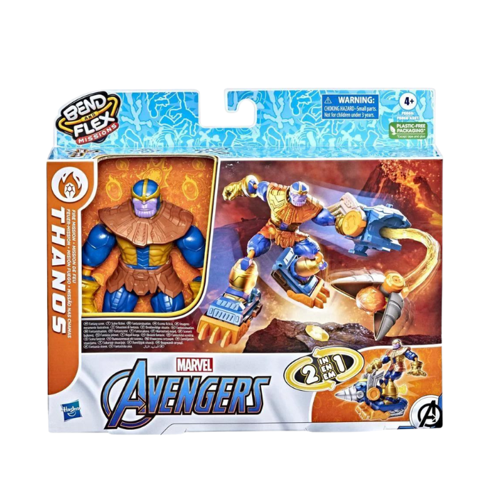 Marvel Avengers Thanos Fire Mission Bend and Flex Figure, 6-inch scale bendable toy for kids ages 4 and up.
