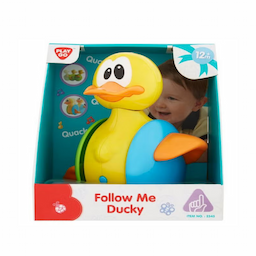 FOLLOW ME DUCKY Quack Quack Quack, Give the ducky a little push and watch it move and wobble along with the music. Quack Quack Quack. Companion for your growing life.