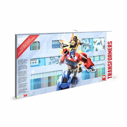 A set of pens, stamps and stickers. - Contents: Activity book, 4 wooden and rubber stamps, 1 washable ink pad, 30 stickers, 60 crayons. - Suitable age group: 3 years and above.