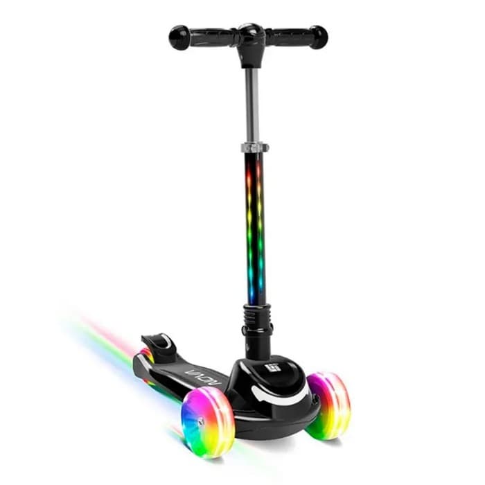 With sparkling Lava LED lights down the stem and around the wheels, your child will love their sense of adventure as they glide through the night brighter than the stars! Requires 3 AA batteries (not included). - Tilt & Turn Scooter features 3 wheels for added stability, with oversized front wheels and a lean-to-steer design.
