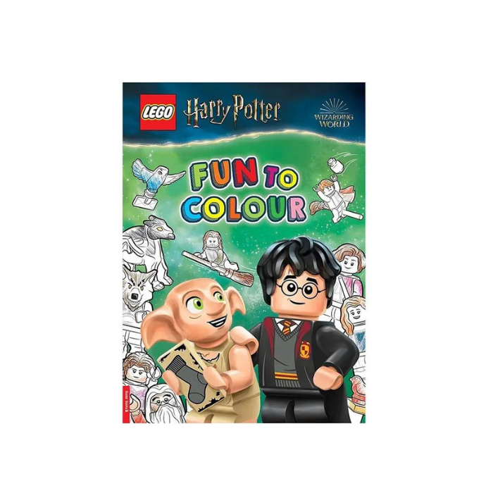 Harry Potter Fun to Color (Dobby edition). Join your favourite LEGO Harry Potter friends including Dobby in this spellbinding colouring book.  Use your pens and pencils to complete the puzzles and bring colour to each magical Hogwarts scene. Suitable age group: 5 years and above.