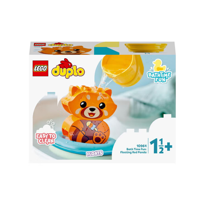 The playset includes a red panda, bucket and a floating ring that opens up for easy cleaning . Toddlers put 2 bricks together to make the panda, then place it in the floating ring for endless play opportunities .Give this hands-on playset as a birthday present or any-day treat to toddlers aged 18 months and up